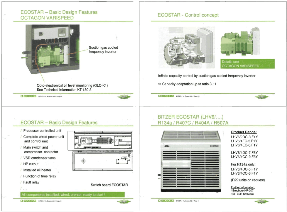 หน้าจอการตั้งค่า VSD คอมเพรสเซอร์ Bitzer 40 HP